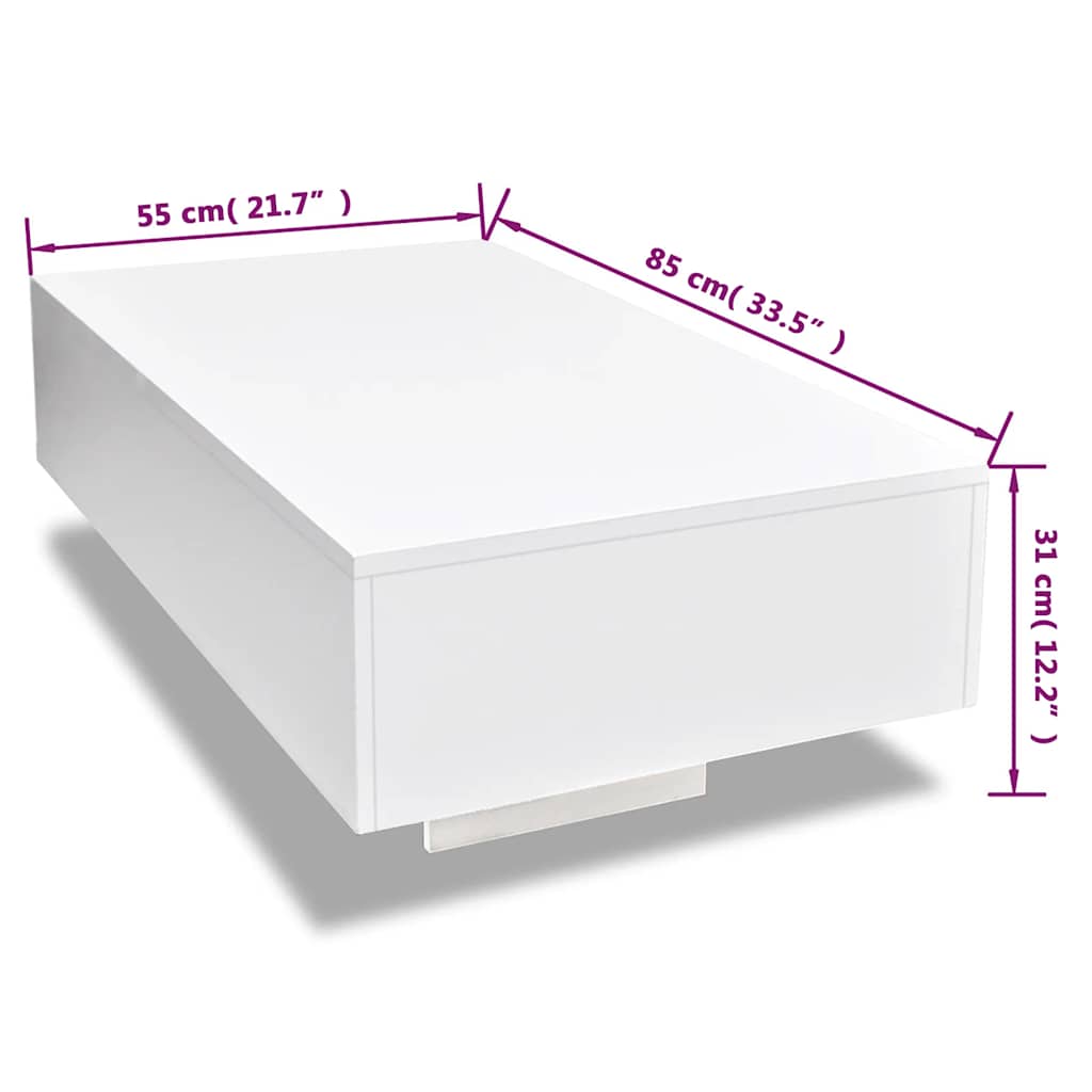 vidaXL Salontafel hoogglans wit