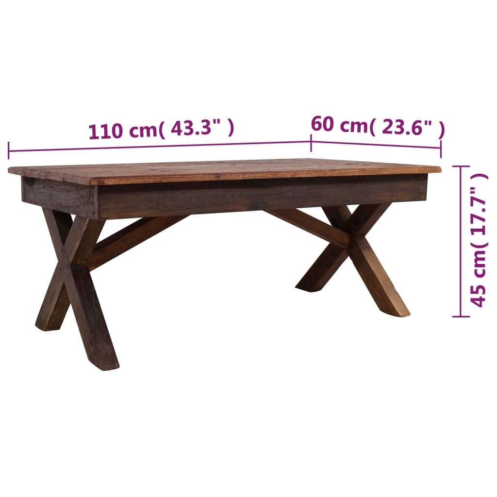 vidaXL Salontafel 110x60x45 cm gemengd gerecycled hout