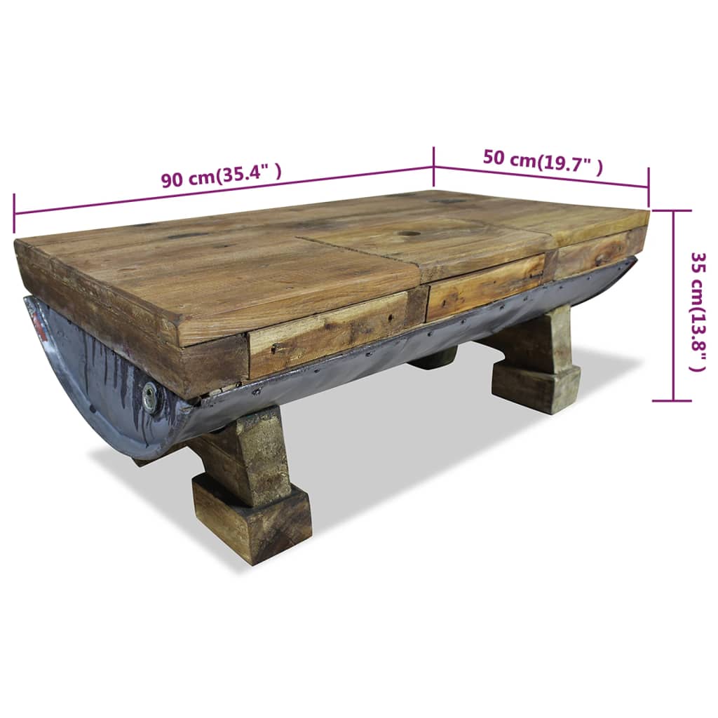 vidaXL Salontafel 90x50x35 cm gemengd gerecycled hout