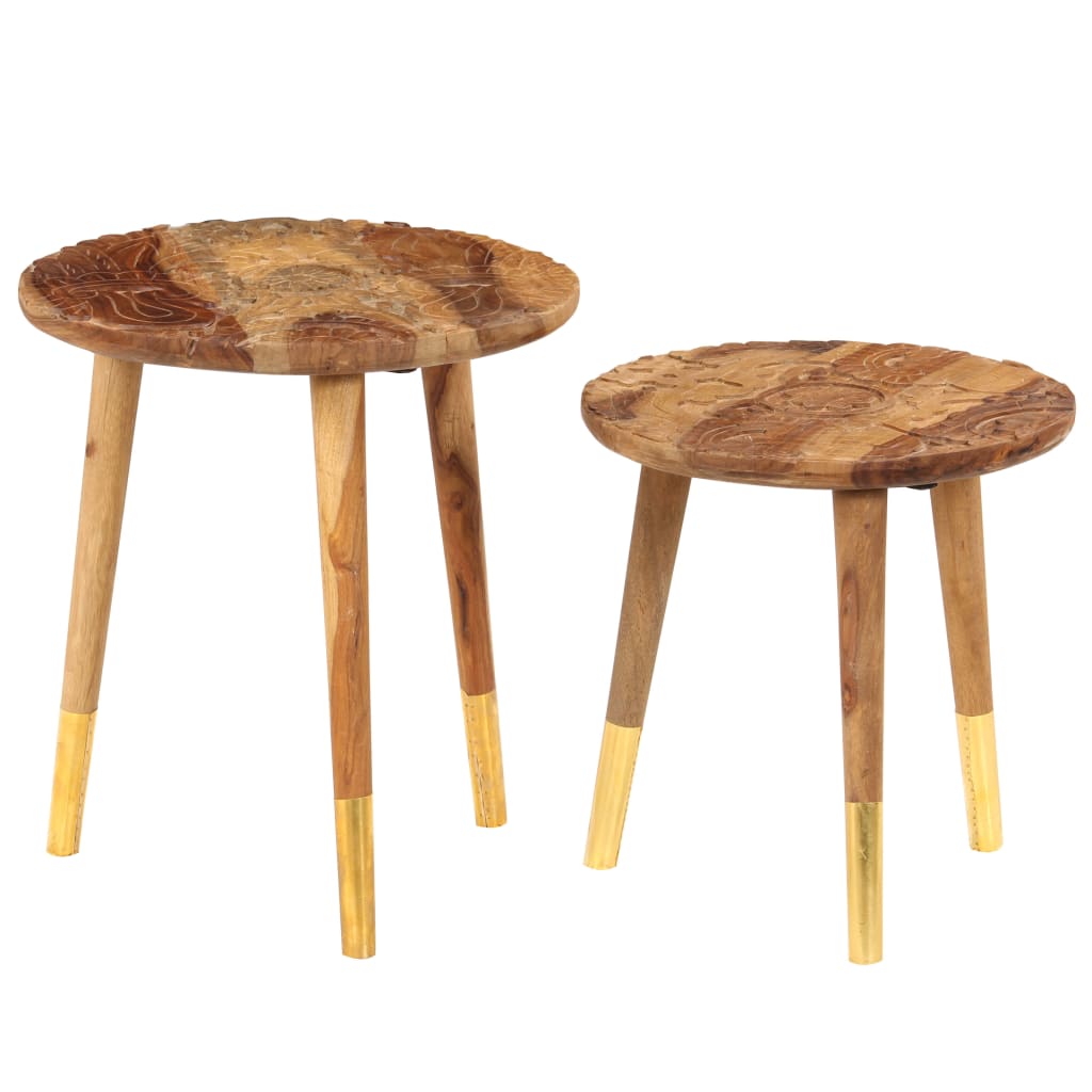 vidaXL Salontafels 2 st massief hout