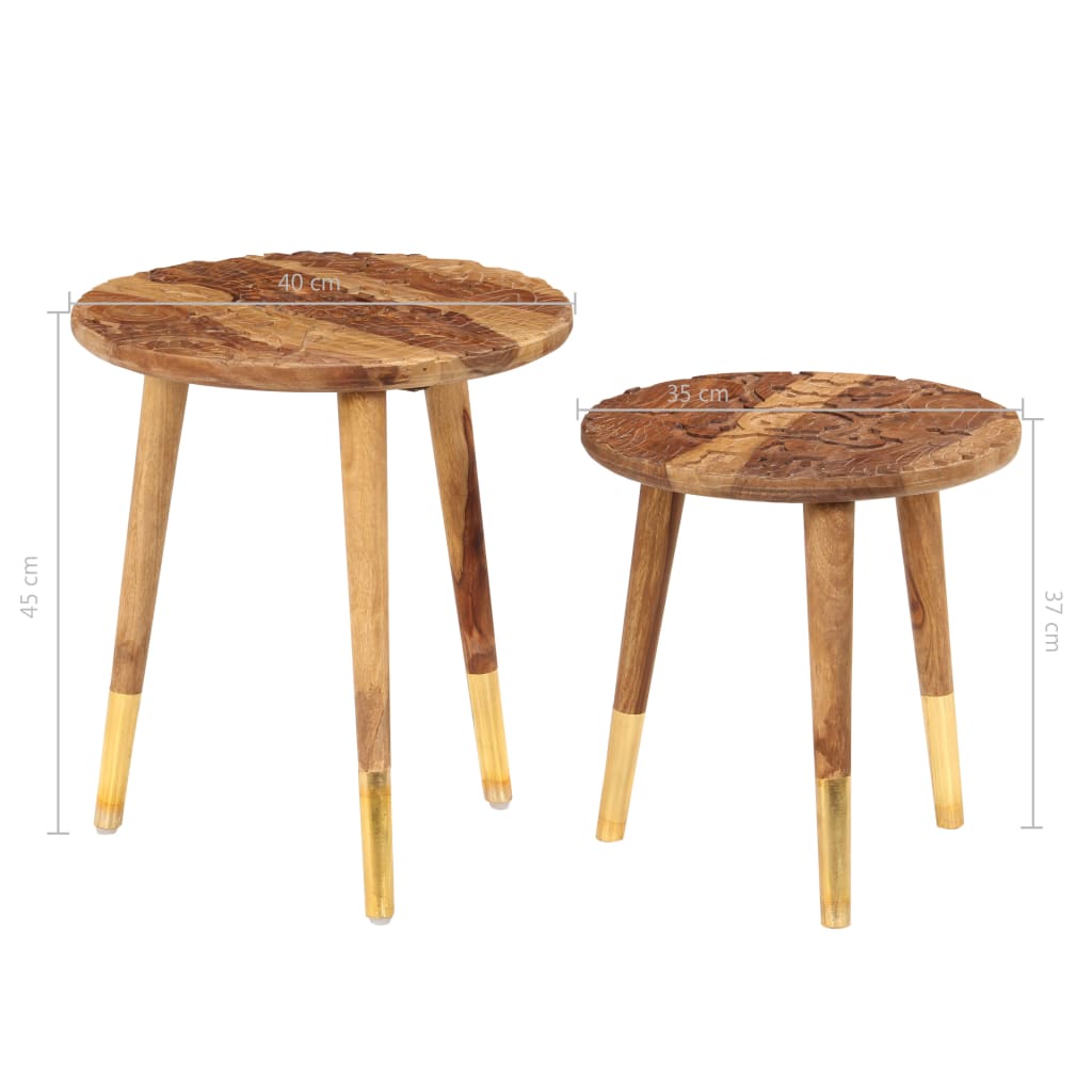 vidaXL Salontafels 2 st massief hout