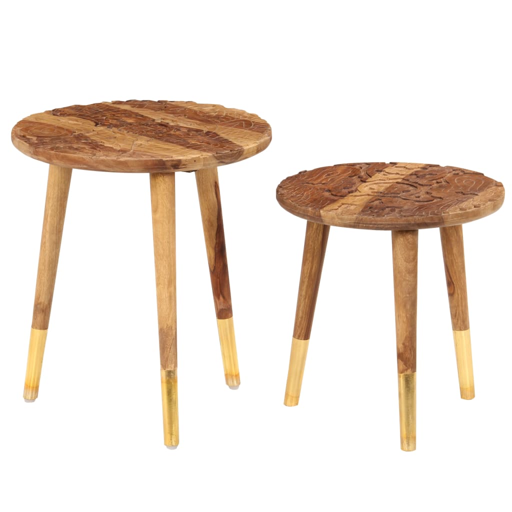 vidaXL Salontafels 2 st massief hout