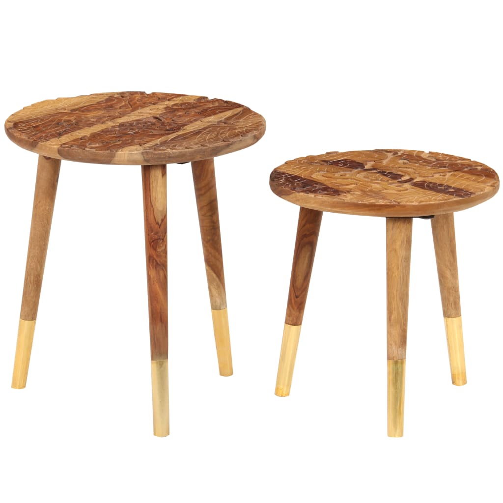 vidaXL Salontafels 2 st massief hout