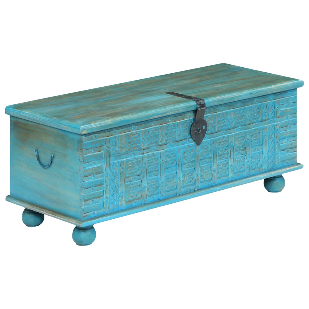 vidaXL Opbergkist 100x40x41 cm massief mangohout blauw