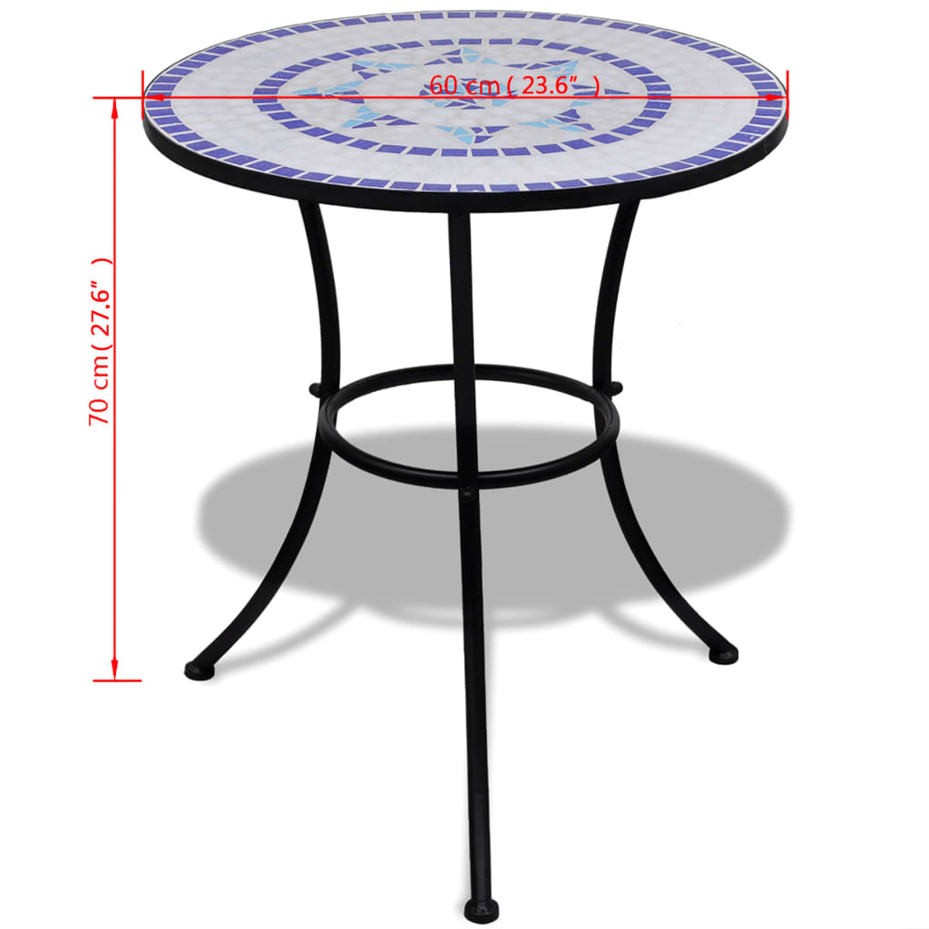 vidaXL 3-delige Bistroset keramische tegel blauw en wit