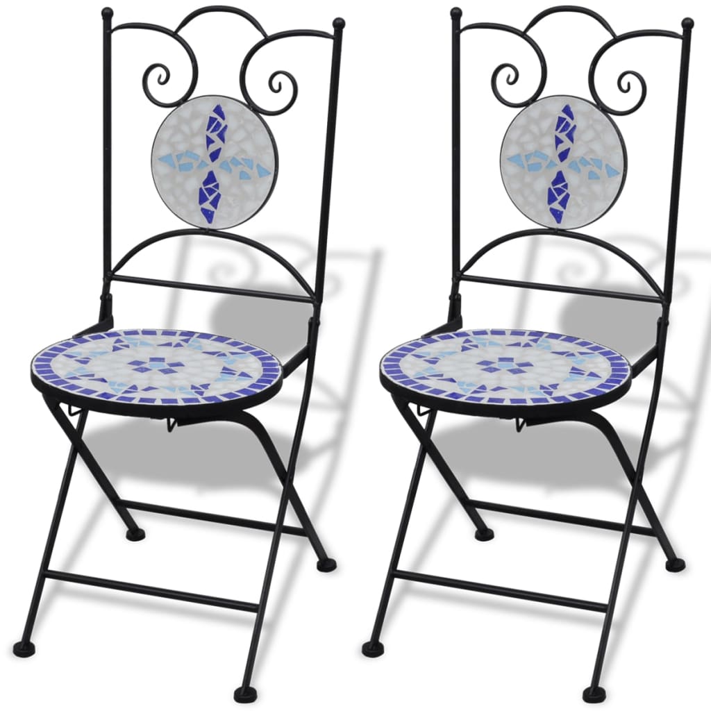 vidaXL 3-delige Bistroset keramische tegel blauw en wit