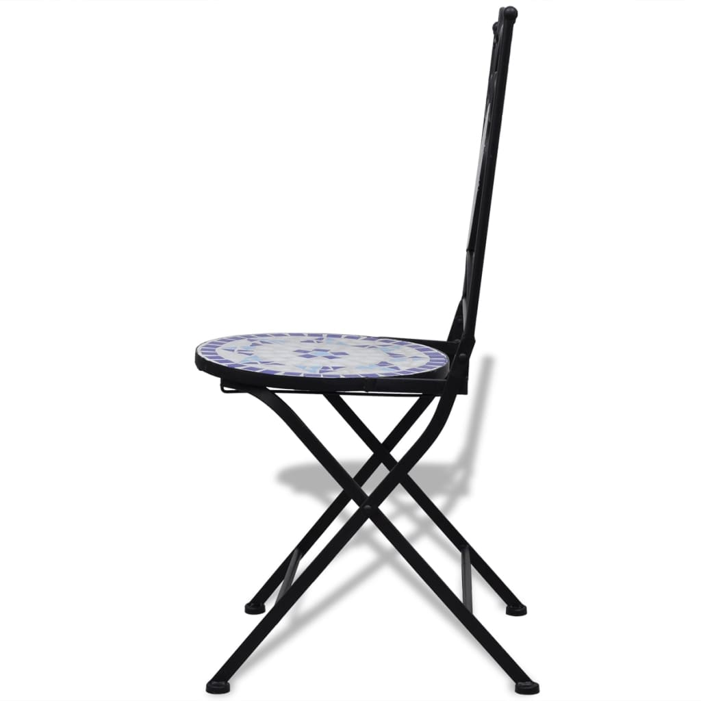 vidaXL 3-delige Bistroset keramische tegel blauw en wit