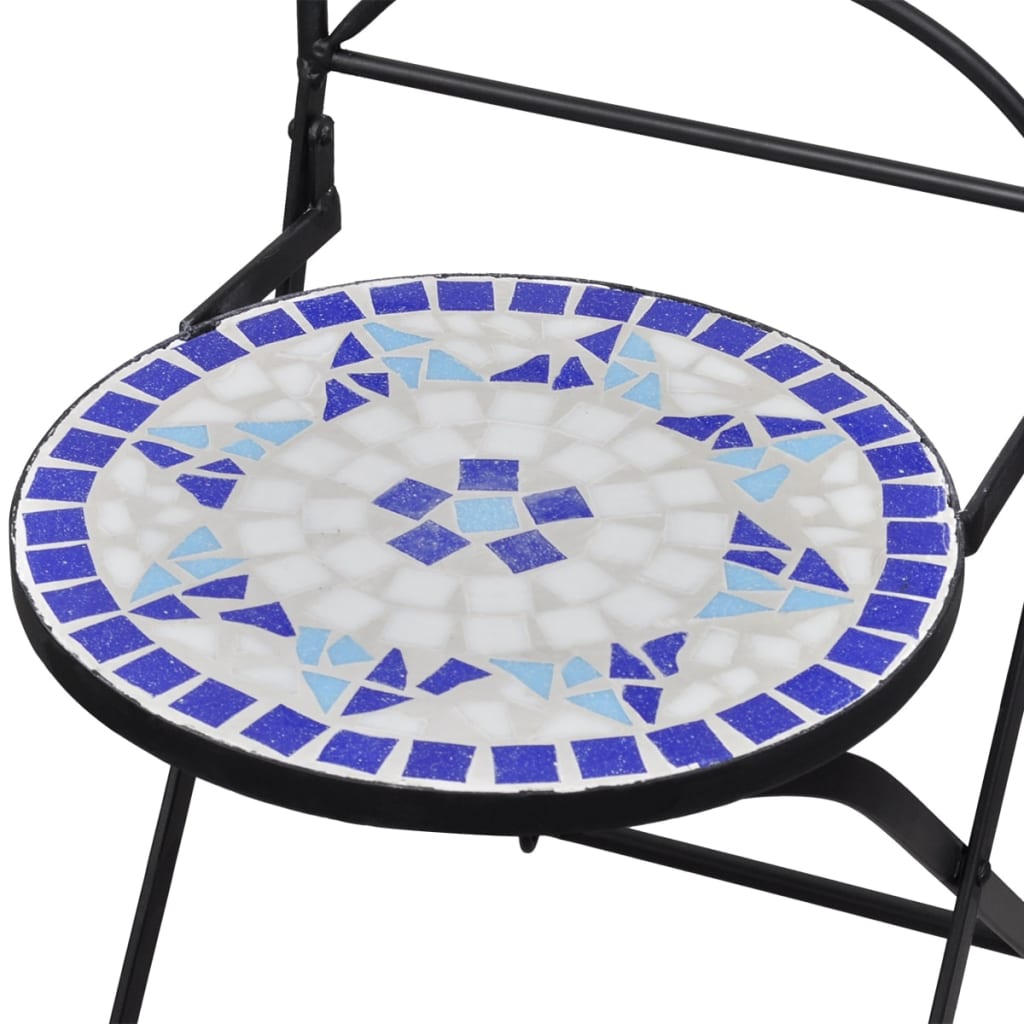 vidaXL 3-delige Bistroset keramische tegel blauw en wit