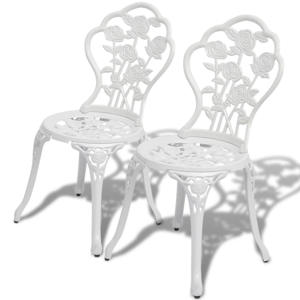vidaXL 3-delige Bistroset gietaluminium wit