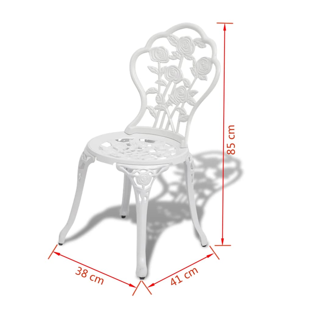 vidaXL 3-delige Bistroset gietaluminium wit