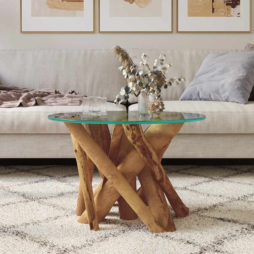 vidaXL Salontafel 60 cm massief teak drijfhout