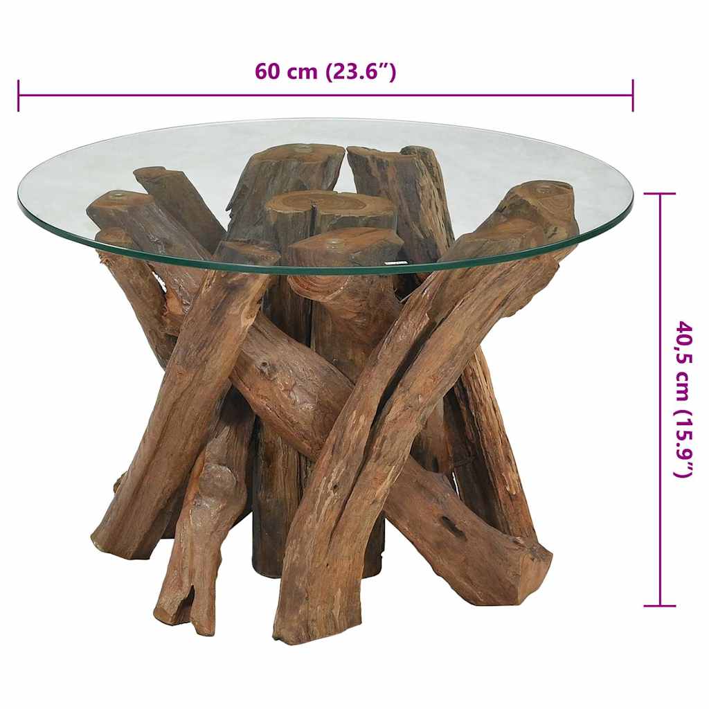 vidaXL Salontafel 60 cm massief teak drijfhout