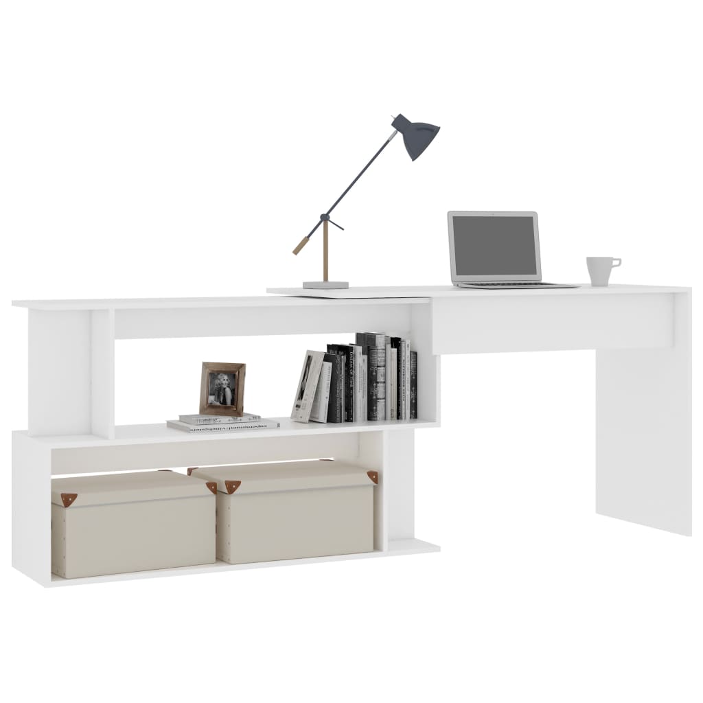 vidaXL Hoekbureau 200x50x76 cm bewerkt hout wit