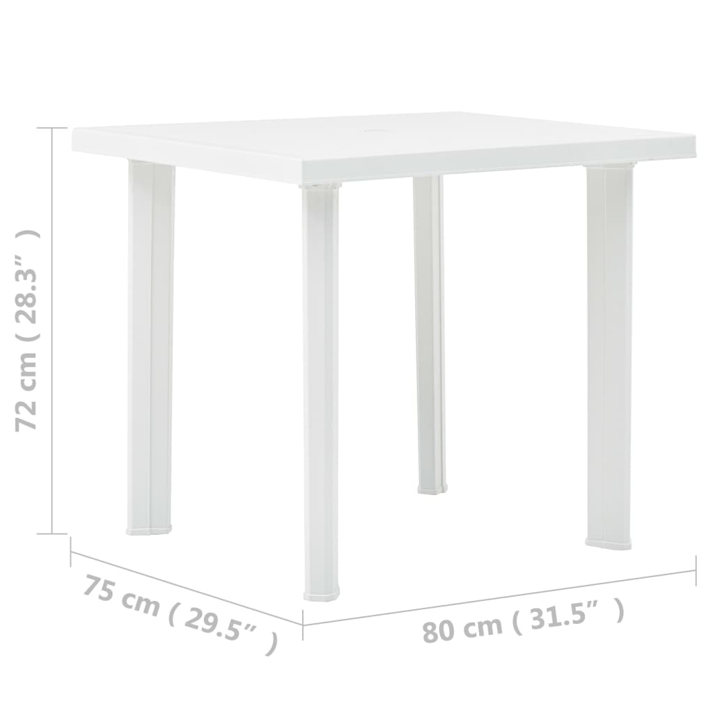 vidaXL Tuintafel 80x75x72 cm kunststof wit