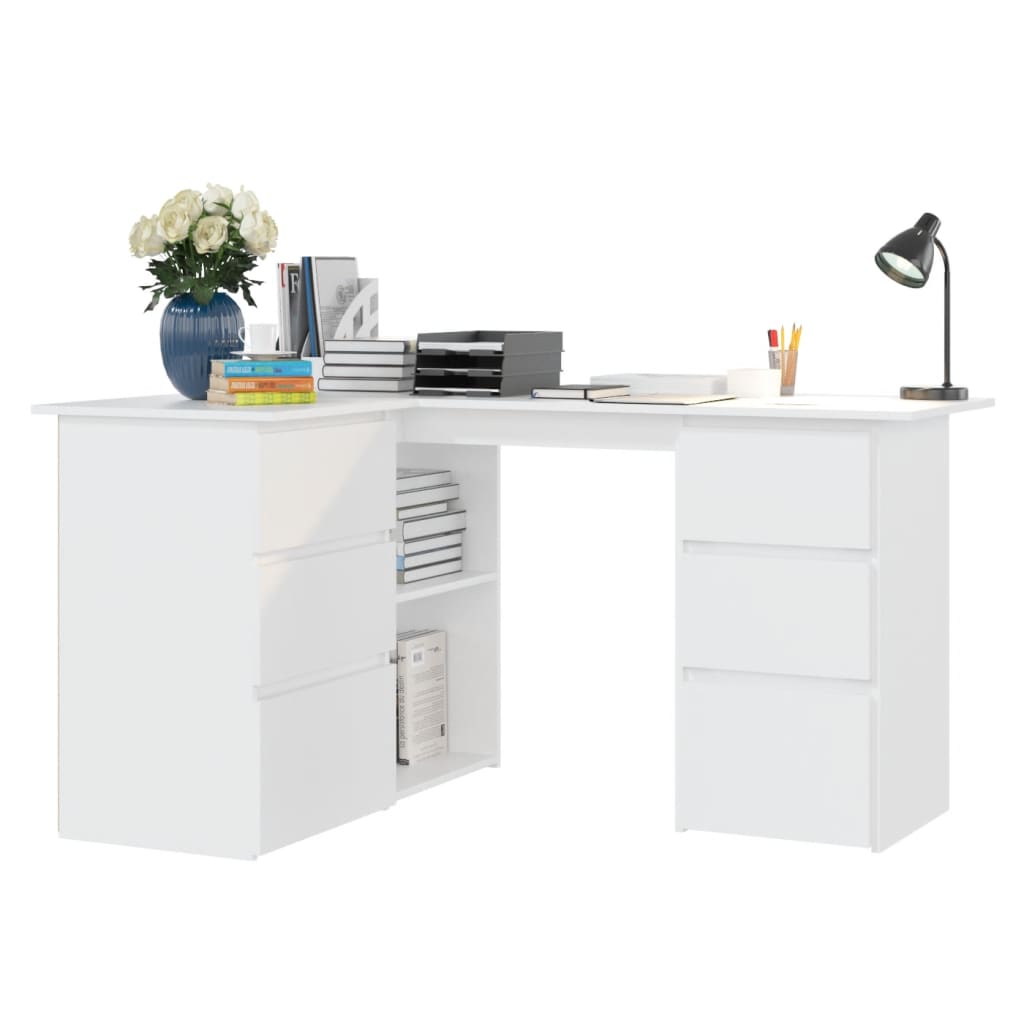vidaXL Hoekbureau 145x100x76 cm bewerkt hout wit