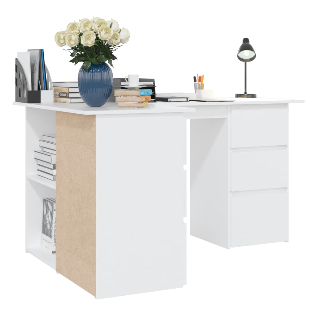 vidaXL Hoekbureau 145x100x76 cm bewerkt hout wit