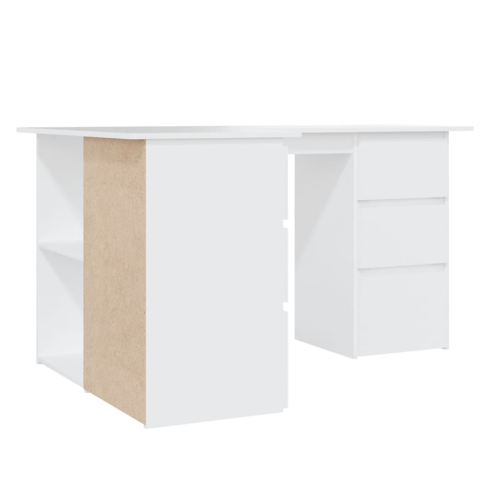 vidaXL Hoekbureau 145x100x76 cm bewerkt hout wit