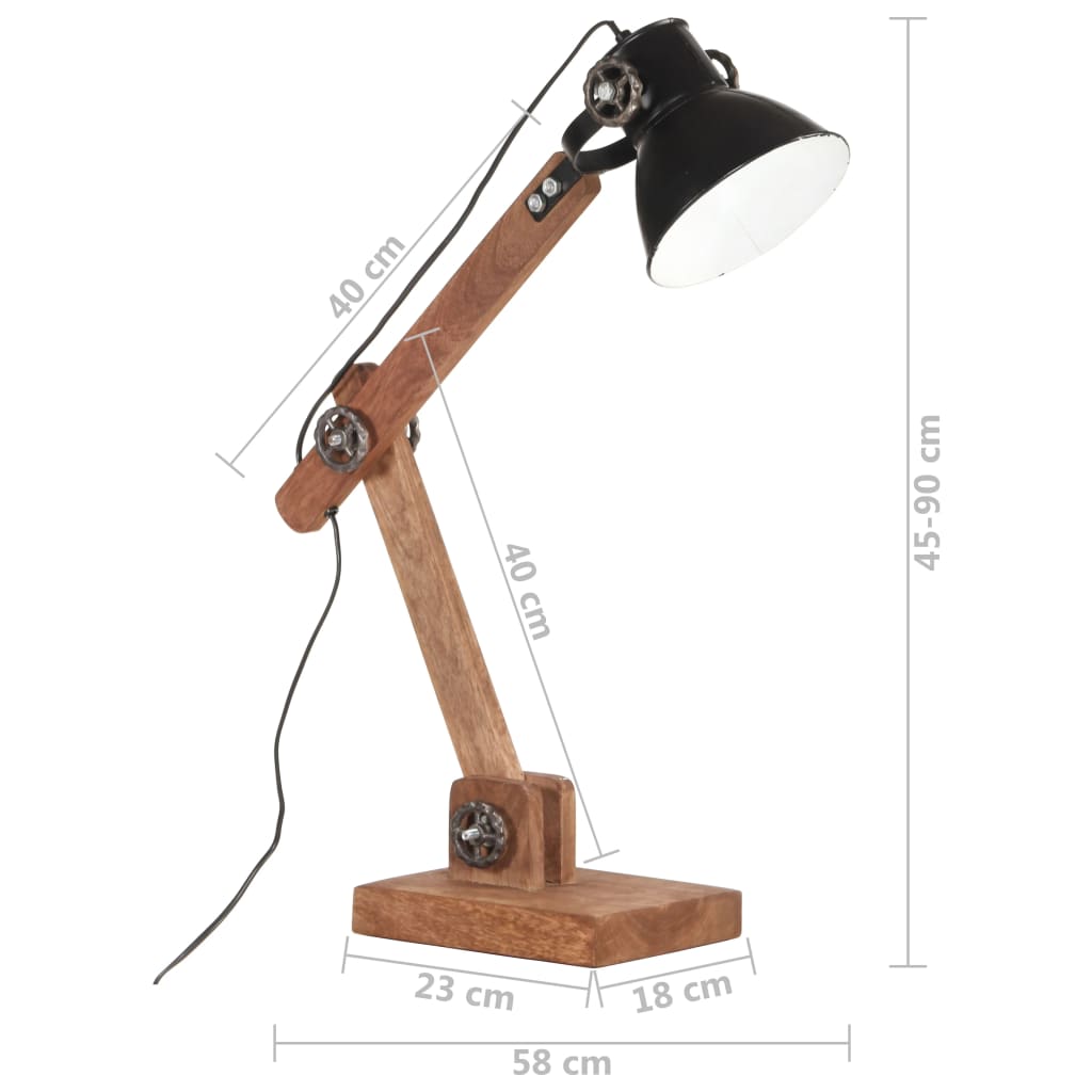 vidaXL Bureaulamp industrieel rond E27 58x18x90 cm zwart
