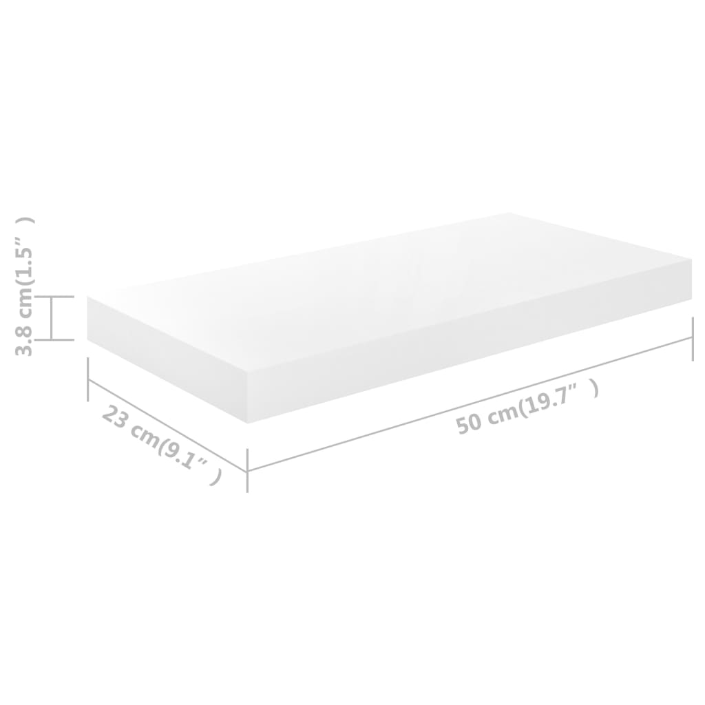 vidaXL Wandschap zwevend 50x23x3,8 cm MDF hoogglans wit