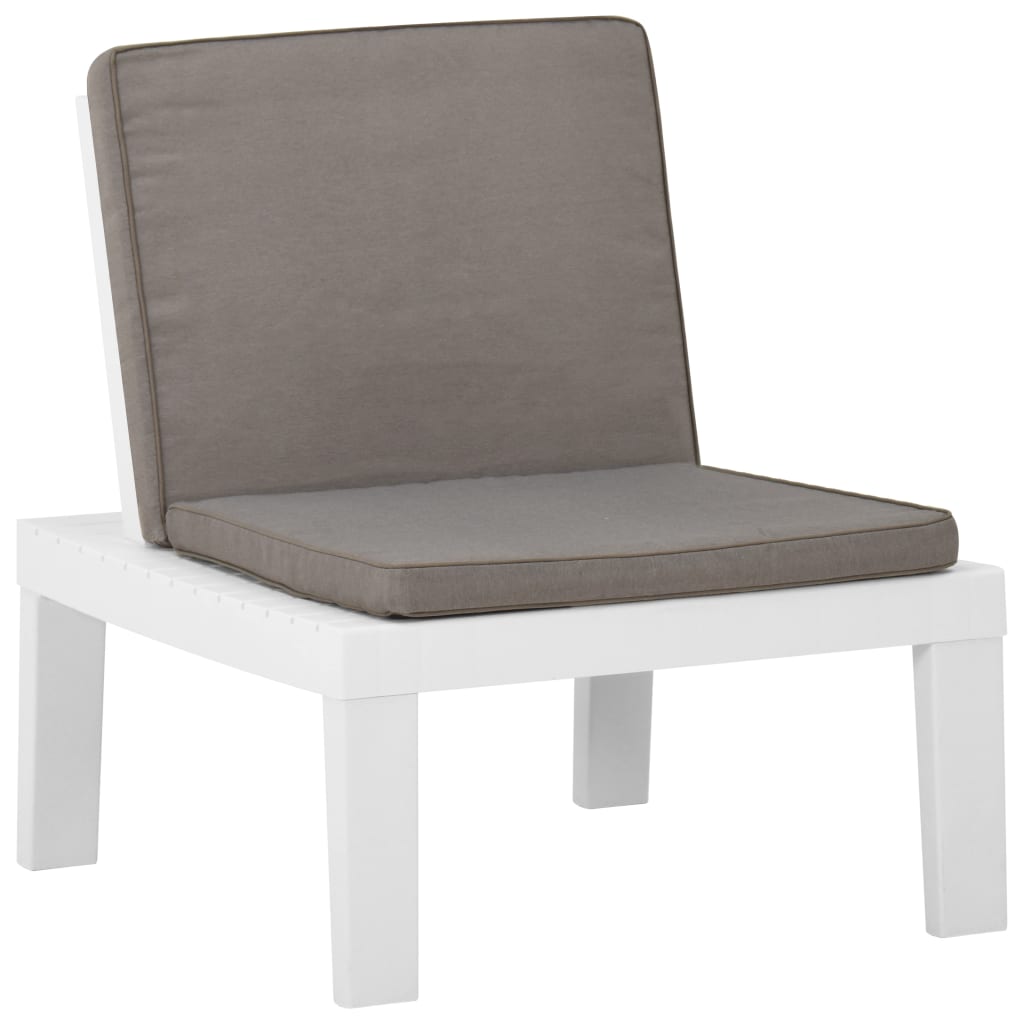 vidaXL 4-delige Loungeset met kussens kunststof wit