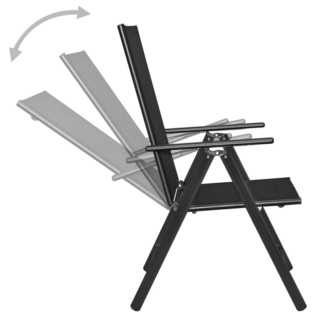 vidaXL 3-delige Bistroset aluminium en textileen zwart