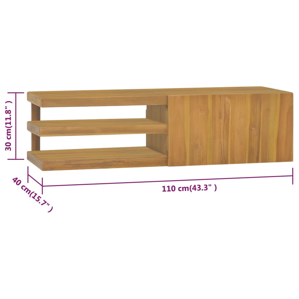 vidaXL Badkamerwandkast 110x40x30 cm massief teakhout