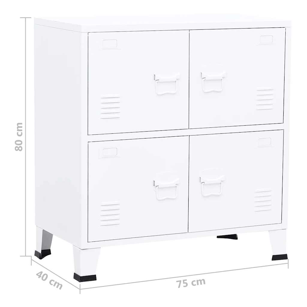 vidaXL Opbergkast industrieel 75x40x80 cm staal wit