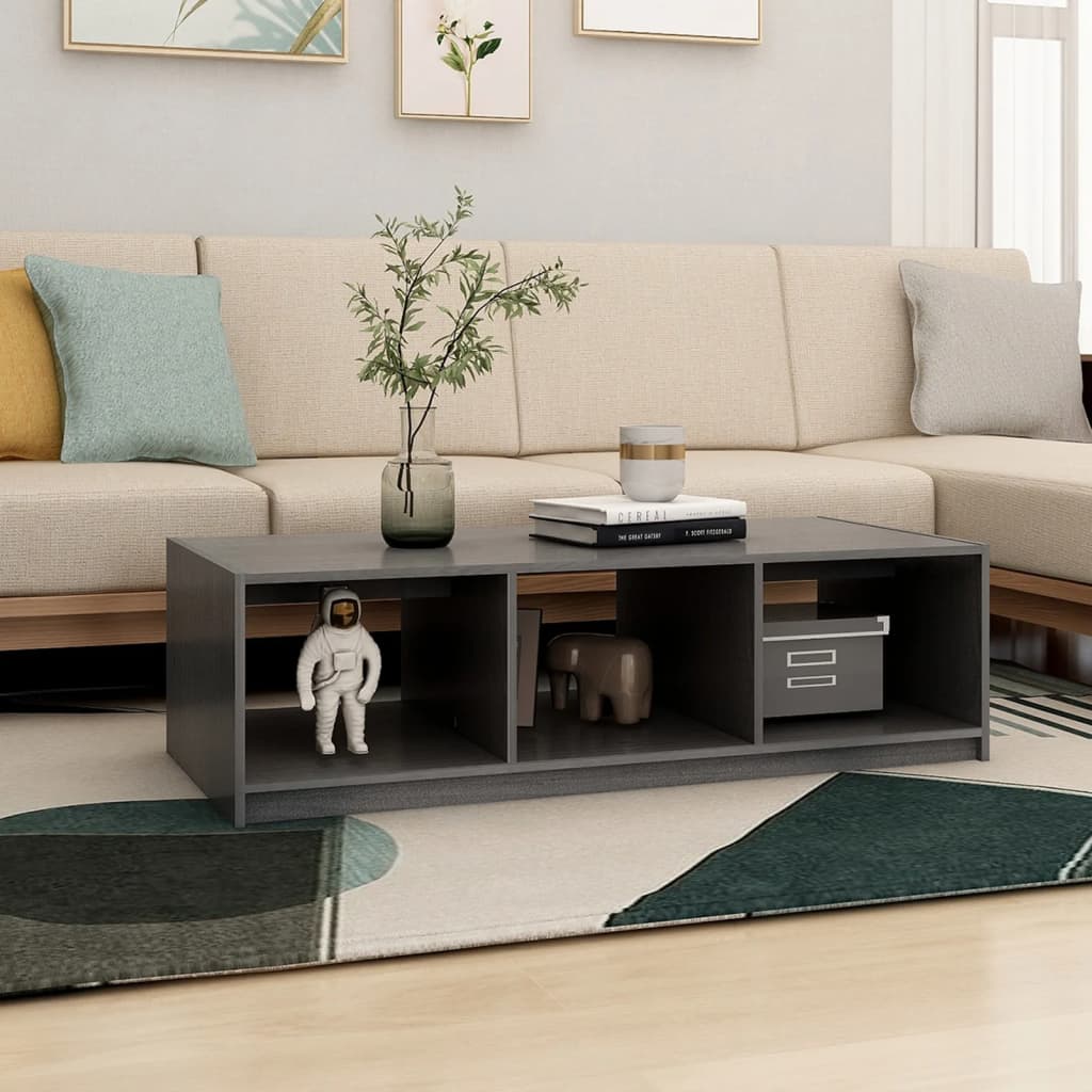 vidaXL Salontafel 110x50x34 cm massief grenenhout grijs