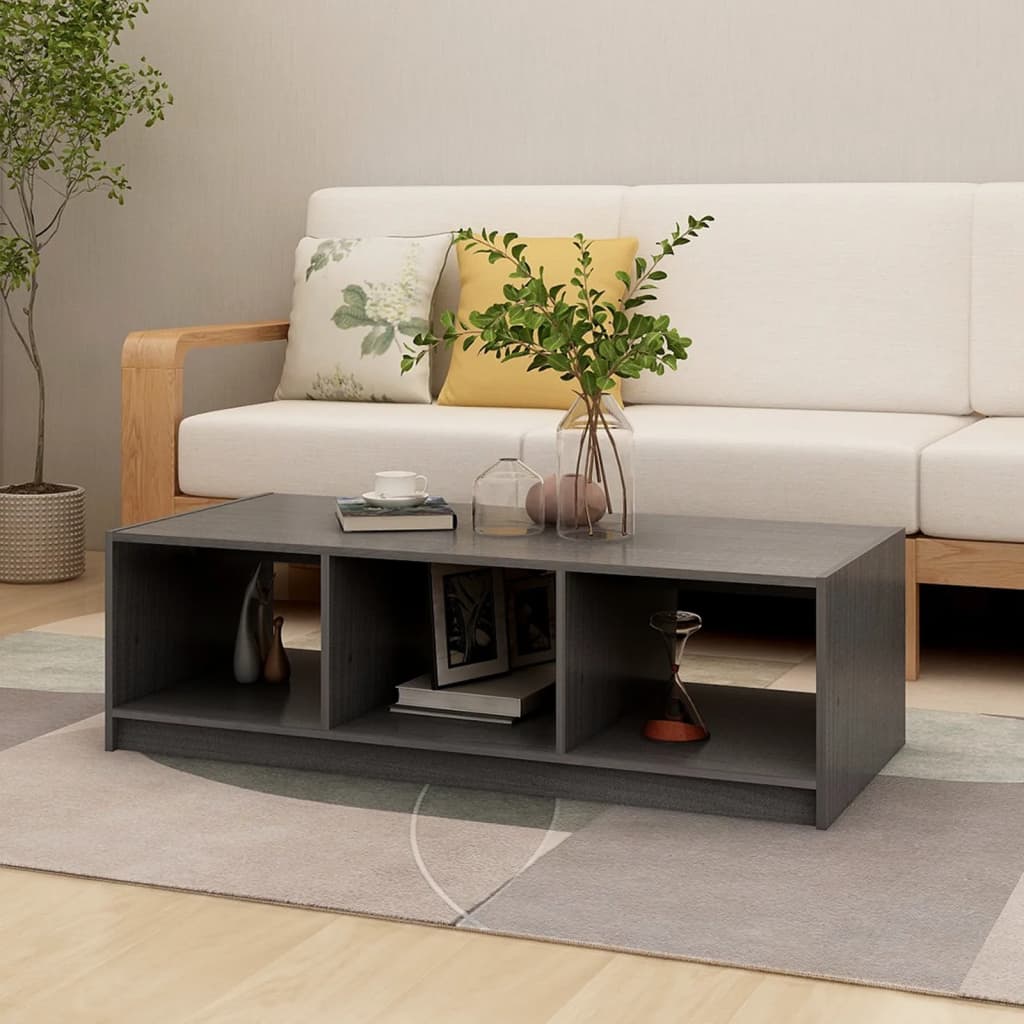 vidaXL Salontafel 110x50x34 cm massief grenenhout grijs