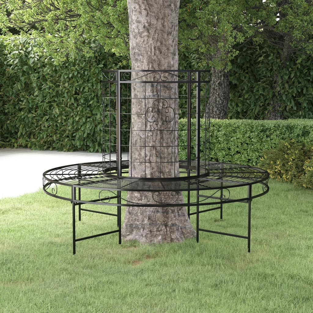 vidaXL Boombank rond Ø137 cm staal zwart