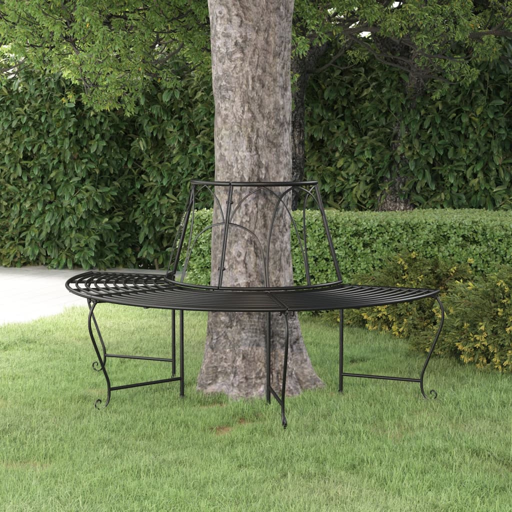 vidaXL Boombank halfrond Ø159 cm staal zwart
