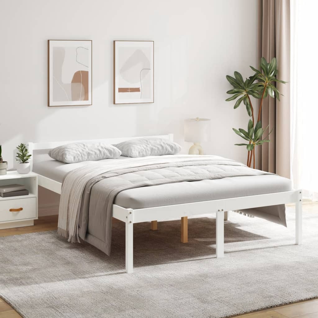 vidaXL Seniorenbed massief grenenhout wit 160x200 cm
