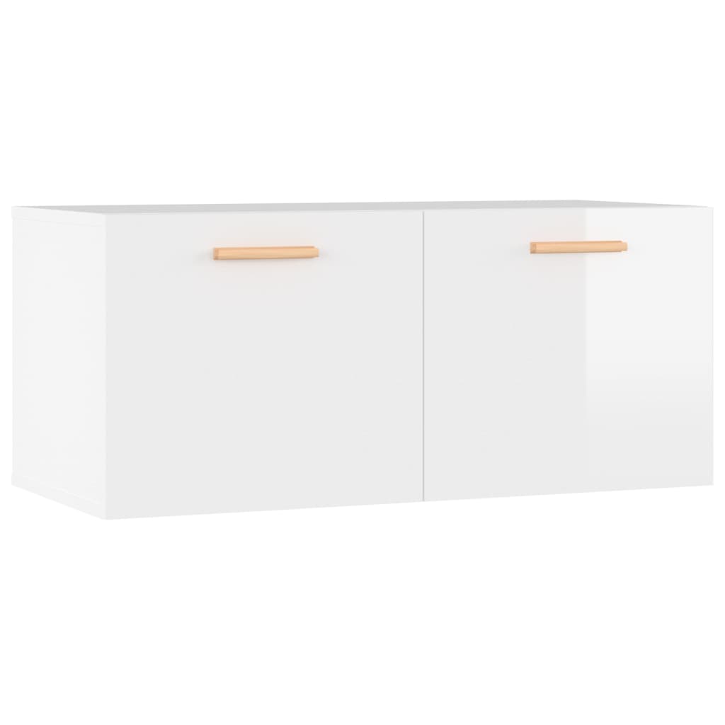 vidaXL Wandkast 80x35x36,5 cm bewerkt hout hoogglans wit