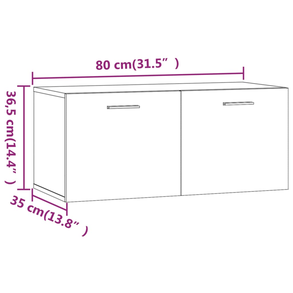 vidaXL Wandkast 80x35x36,5 cm bewerkt hout hoogglans wit