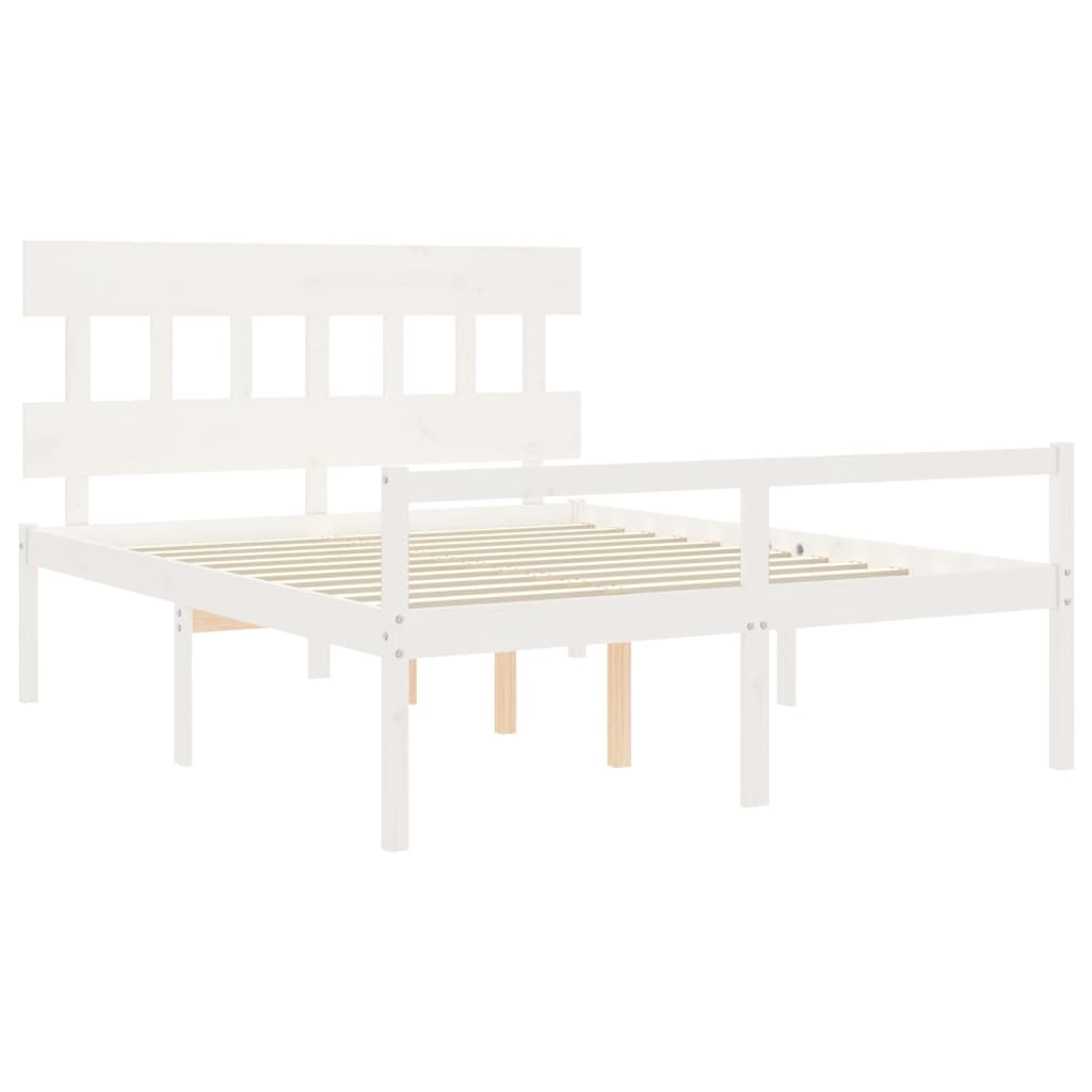 vidaXL Seniorenbed met hoofdbord massief hout wit 160x200 cm