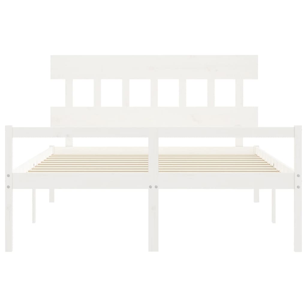 vidaXL Seniorenbed met hoofdbord massief hout wit 160x200 cm