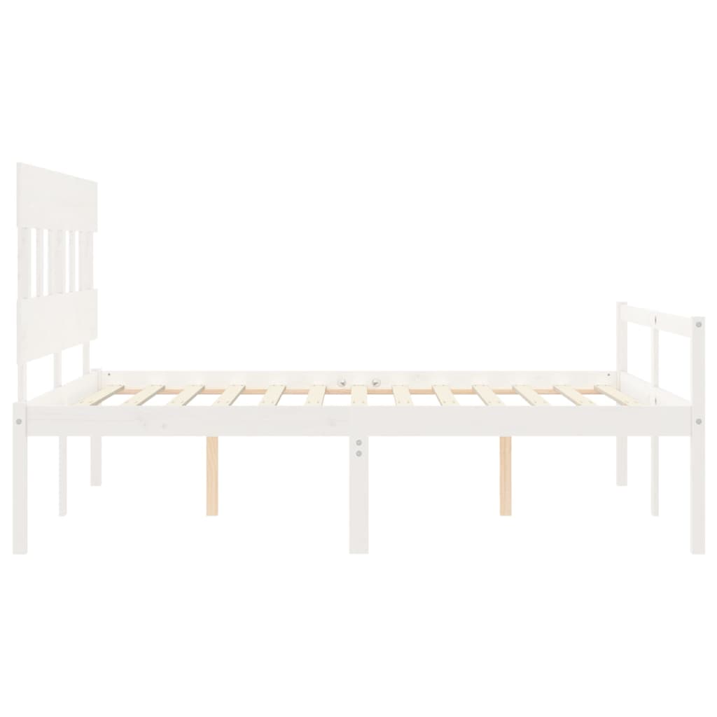 vidaXL Seniorenbed met hoofdbord massief hout wit 160x200 cm