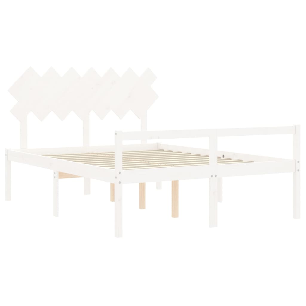 vidaXL Seniorenbed met hoofdbord massief hout wit 140x200 cm