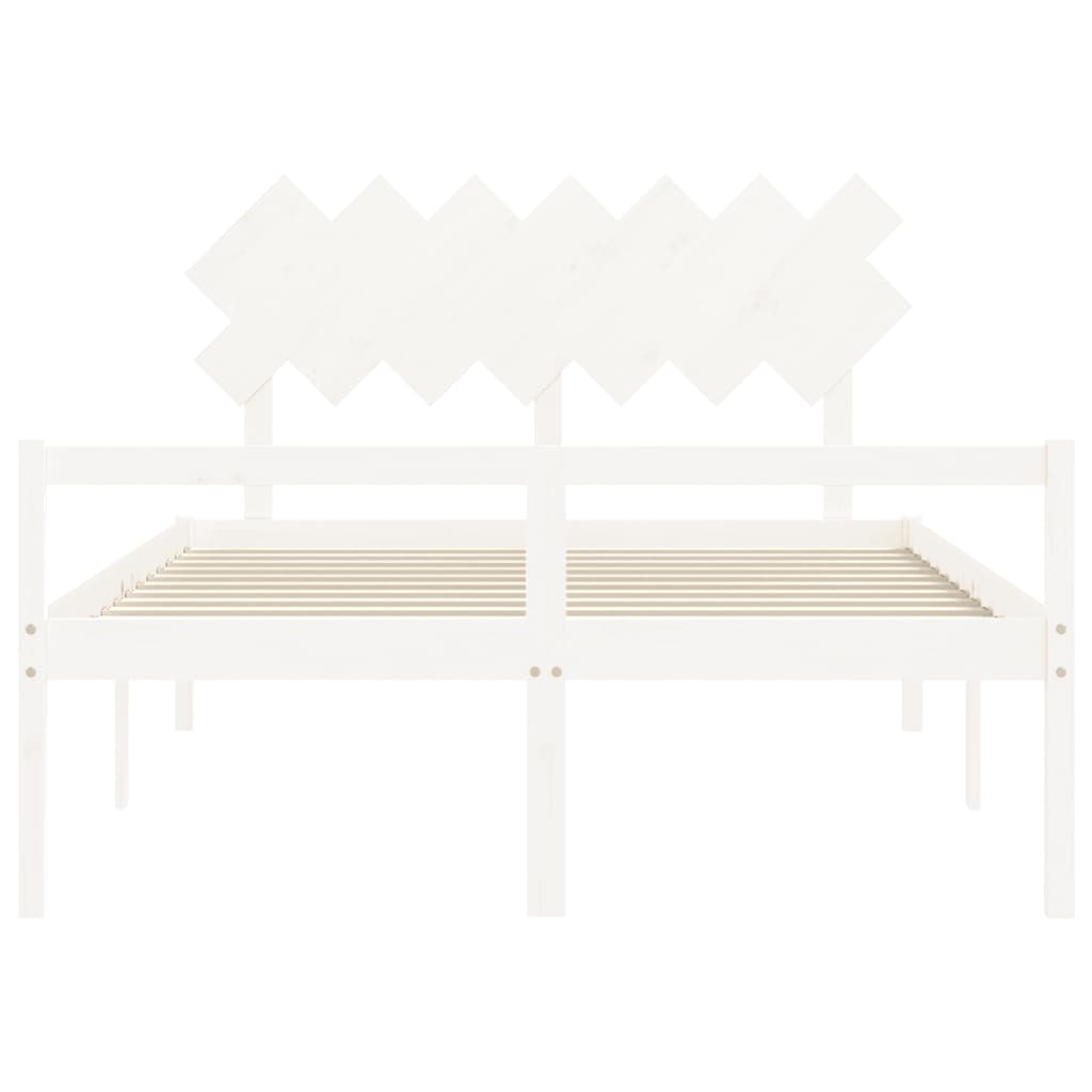 vidaXL Seniorenbed met hoofdbord massief hout wit 140x200 cm