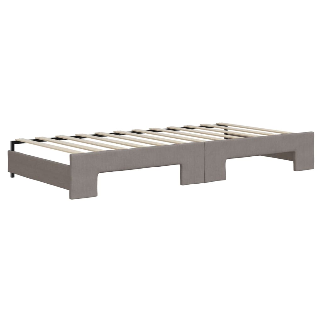 vidaXL Slaapbank met onderschuifbed en lades 90x200 cm stof taupe