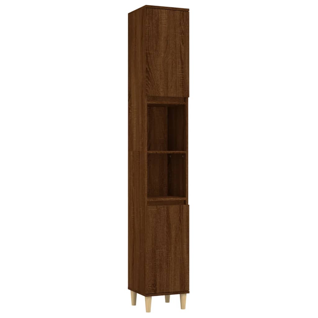 vidaXL 3-delige Badkamermeubelset bewerkt hout bruin eikenkleur