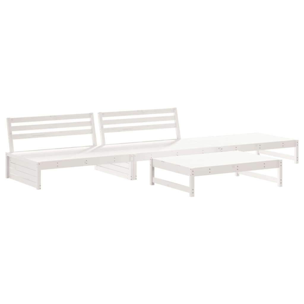vidaXL 4-delige Loungeset met kussens massief hout wit