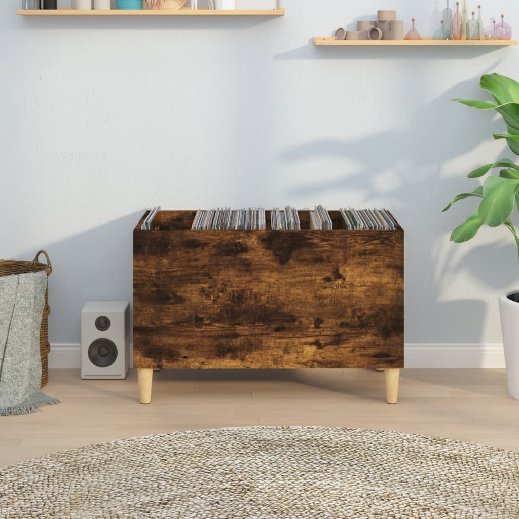 vidaXL Platenkast 74,5x38x48 cm bewerkt hout gerookt eikenkleurig