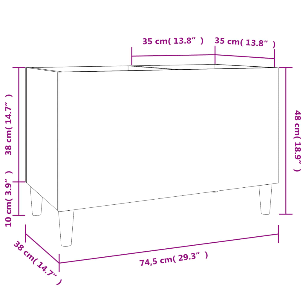 vidaXL Platenkast 74,5x38x48 cm bewerkt hout gerookt eikenkleurig