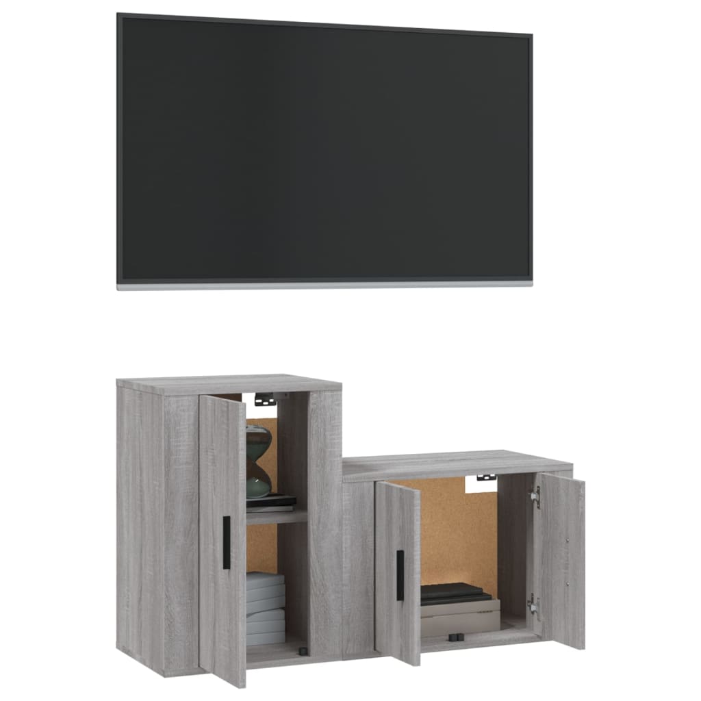 vidaXL 2-delige Tv-meubelset bewerkt hout grijs sonoma eikenkleurig