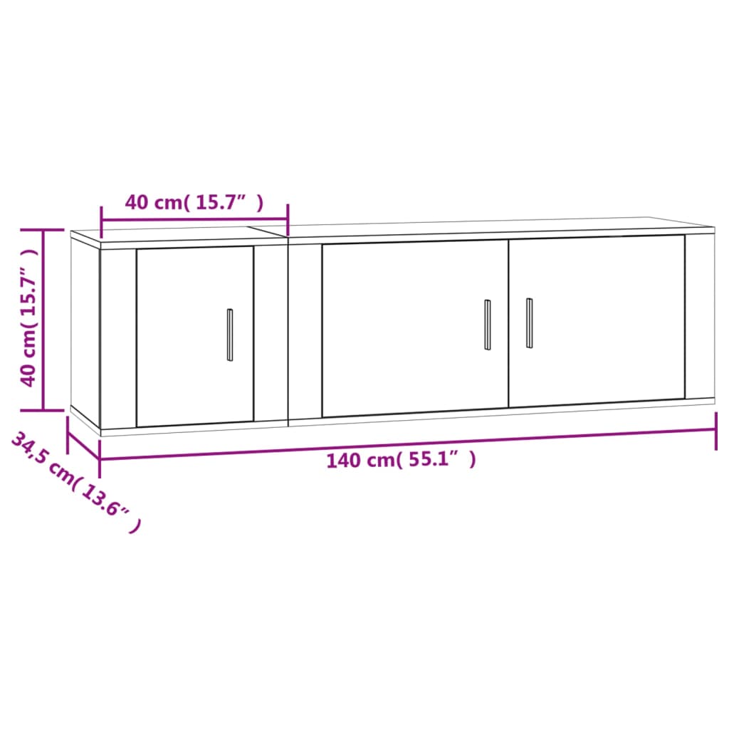 vidaXL 2-delige Tv-meubelset bewerkt hout hoogglans wit