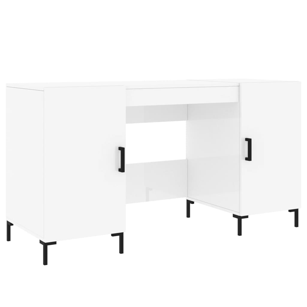 vidaXL Bureau 140x50x75 cm bewerkt hout hoogglans wit