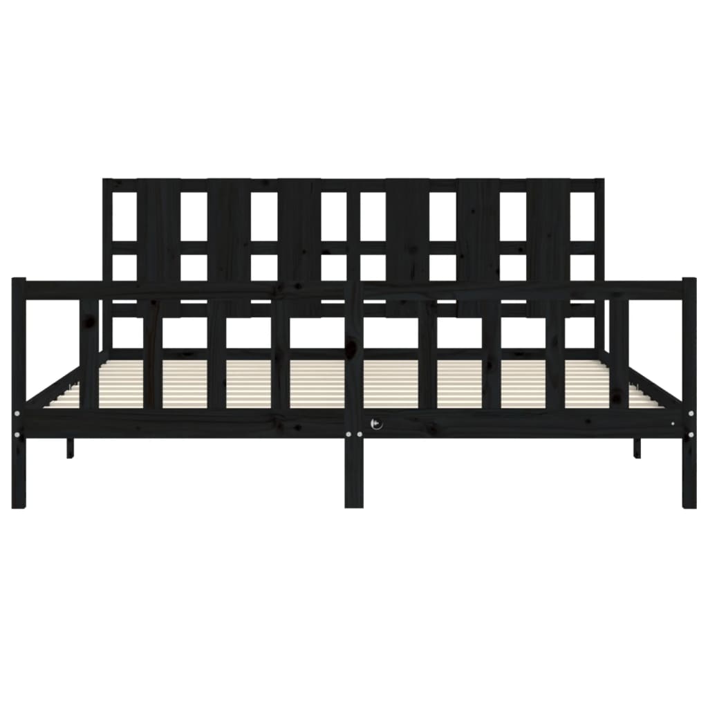 vidaXL Bedframe met hoofdbord massief hout zwart 200x200 cm