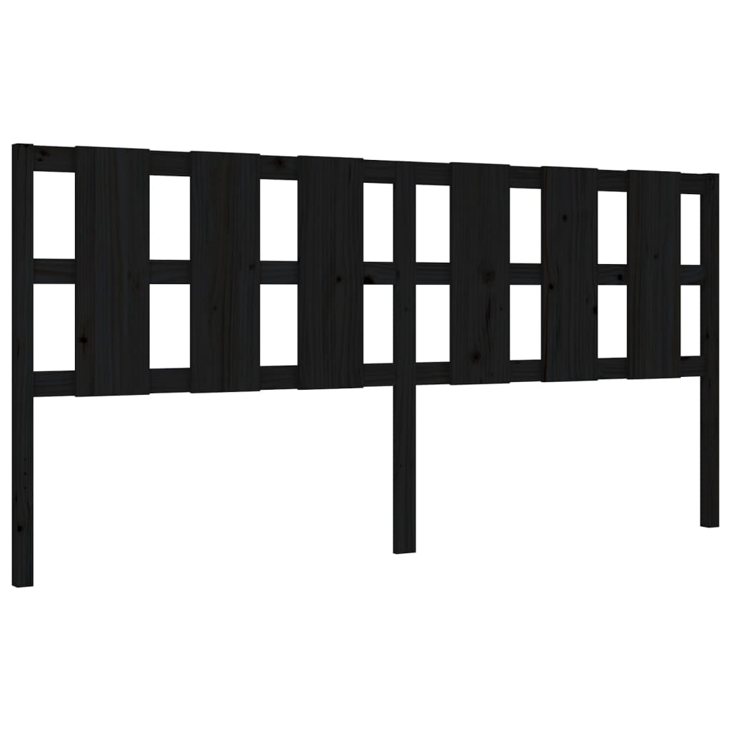 vidaXL Bedframe met hoofdbord massief hout zwart 200x200 cm