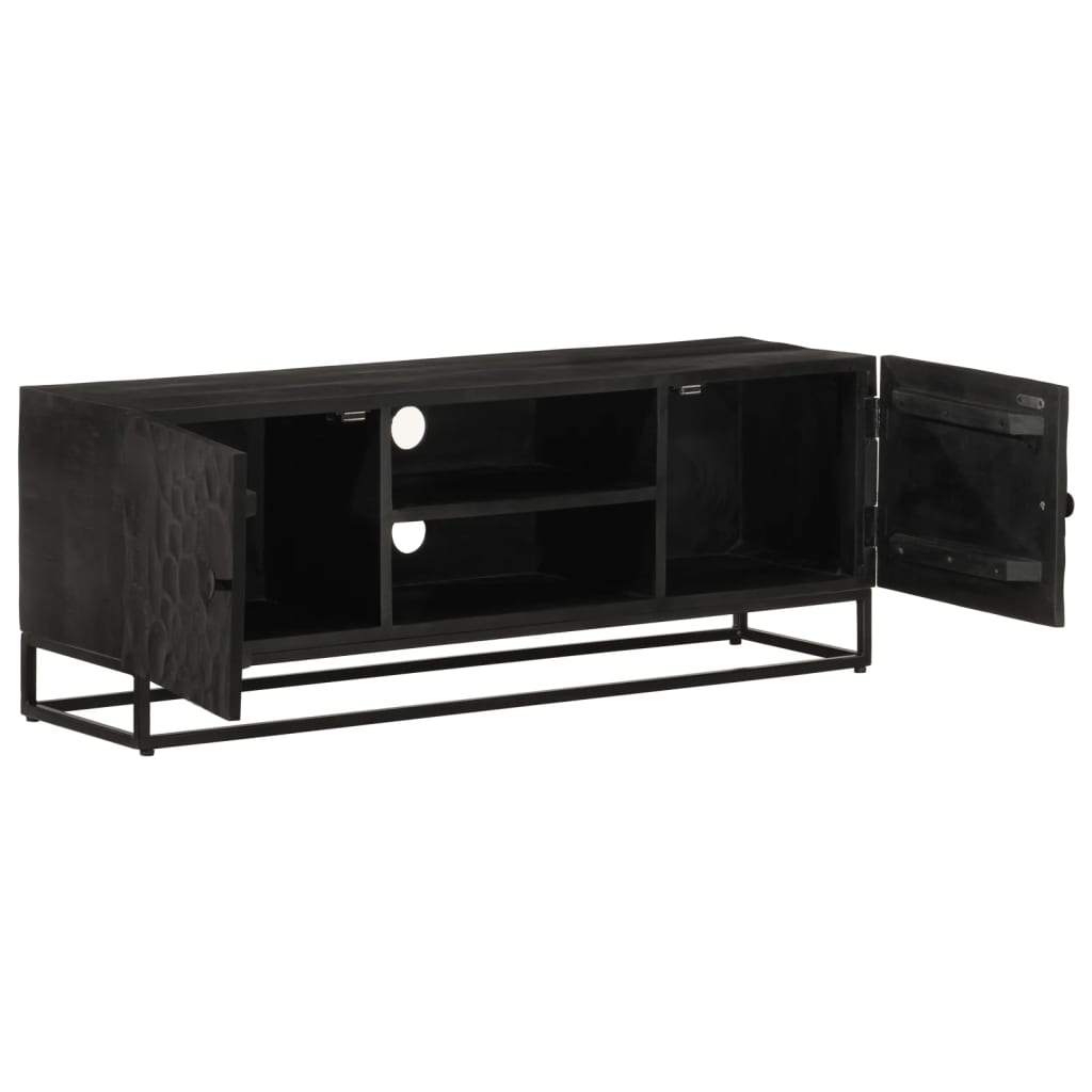 vidaXL Tv-meubel 110x30x40 cm massief mangohout en ijzer zwart